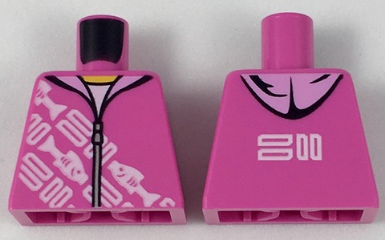 Lego Torso Hoodie with White Rectangles and Fish Pattern / Dark Pink