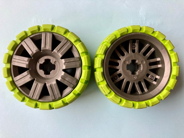 Lego Wheel 72 x 34 with Lime Tire 94 x 40 Balloon Offset Tread