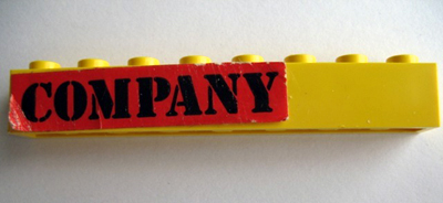 Lego Brick 1 x 8 with Black 'COMPANY' on Red Pattern (Sticker) - Set 364