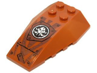 Lego Wedge 6 x 4 Triple Curved with White Round Chima Mammoth Symbol and Reddish Brown Tiger Stripes Pattern (Sticker) - Set 70147