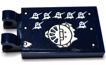 Lego Tile, Modified 2 x 3 with 2 Open O Clips with Silver Panel, Fan Vent, Rivets and Ghosts Tally Marks Pattern Model Left Side (Sticker) - Set 70429