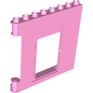 Lego Duplo Building Wall 1 x 8 x 6 with Door Opening / Bright Pink