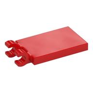 Lego Tile Special 2 x 3 with 2 Clips [Thick Open O Clips] / Red