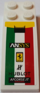 Lego Slope, Curved 6 x 2 with 'ANSYS', Ferrari Logo, 'HUBLOT', and 'AFCORSE.IT' Pattern (Sticker) - Set 75908