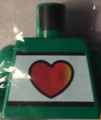 Lego Torso Kladno with Red Heart on White Stripe Front and 'Zdraví & bezpečnost' Back Pattern / Green