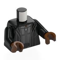 Lego Torso, Open Jacket, Fark Bluish Grey Vest, Zipper, Black Belt Print, Black Arms, Reddish Brown Hands