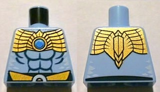 Lego Torso Chima Muscles Outline and Gold Belt and Shoulder Plate Pattern Front and Back / Bright Light Blue
