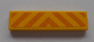 Lego Tile 1 x 4 with Orange and Yellow Danger Stripes Pattern (Sticker) - Set 7633