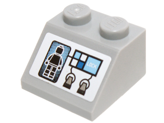 Lego Slope 45 2 x 2 with Black Minifigure Screen Image, Buttons and 'LOCK' on White Background Pattern (Sticker) - Set 70724