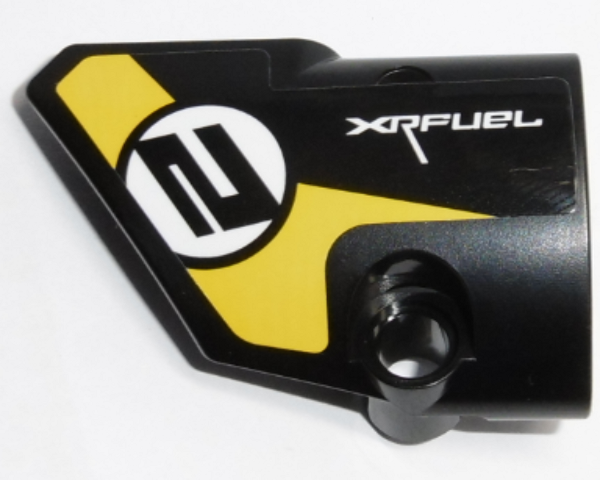 Lego Technic, Panel Fairing # 1 Small Smooth Short, Side A with Number 2 and 'XRFUEL' Pattern (Sticker) - Set 42095 / Black