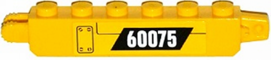 Lego Hinge Brick 1 x 6 Locking with Panel and White '60075' on Black Parallelogram Pattern Model Left Side (Sticker) - Set 60075