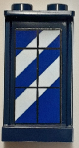 Lego Panel 1 x 2 x 3 with Side Supports - Hollow Studs with Window with Black Frame and White Stripes on Blue Background Pattern (Sticker) - Set 40393