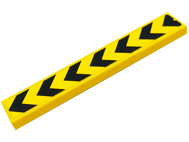 Lego Tile 1 x 6 with 7 Black Danger Chevrons Pattern (Sticker) - Set 75929 / Yellow