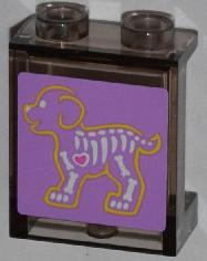 Lego Panel 1 x 2 x 2 with Side Supports - Hollow Studs with X-Ray Dog Skeleton on Medium Lavender Background Pattern (Sticker) - Set 3188