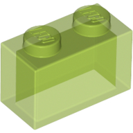 Lego Brick 1 x 2 without Bottom Tube / Trans-Bright Green