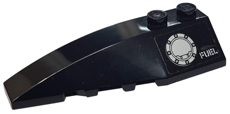 Lego Wedge 6 x 2 Left with 'FUEL' and Filler Cap Pattern (Sticker) - Set 7786 / Black