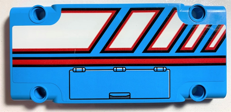 Lego Technic, Panel Plate 5 x 11 x 1 with Red Line, White Polygons Outlined in Red and Hatch Pattern Model Right Side (Sticker) - Set 42070
