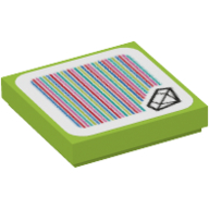Lego Tile 2 x 2 with Diamond (Jewel) and Barcode Print (Sticker)