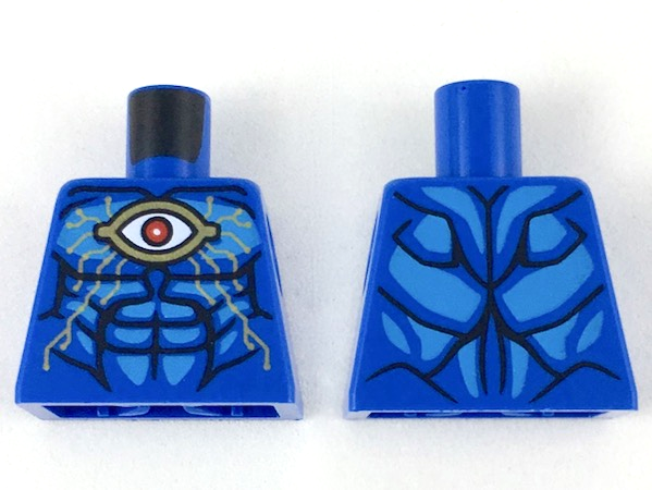 Lego Torso Gold Eye and Circuitry, Red Iris, Dark Azure Highlights, Black Muscle Lines Pattern / Blue