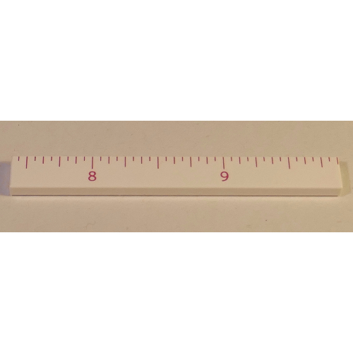 Lego Tile 1 x 8 with Ruler INCH 8 - 9 Pattern / White