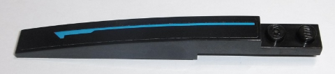 Lego Slope, Curved 10 x 1 with Blue Line Pattern Model Left Side (Sticker) - Set 70611 / Black
