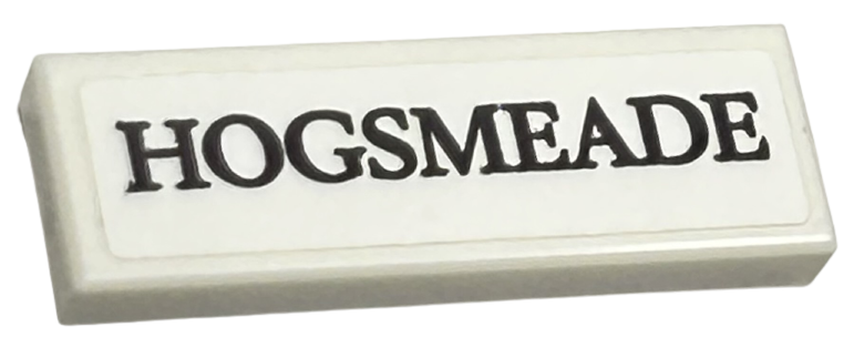 Lego Tile 1 x 3 with Black 'HOGSMEADE' Pattern (Sticker) - Set 76423 / White