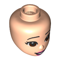 Lego Minidoll Head Dark Brown Eyes, Dark Pink Lips, Teeth / Light Nougat