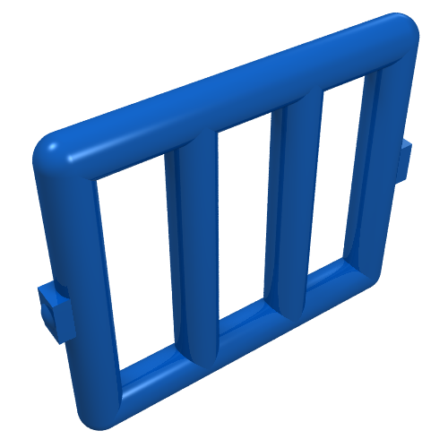 Lego Bar 1 x 4 x 3 Window [Side Tabs] / Blue