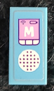 Lego Tile 1 x 2 with Speaker Grille, Buttons and 'M' Pattern (Sticker) - Set 41325