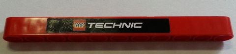 Lego Technic, Liftarm Thick 1 x 11 with LEGO TECHNIC Logo on Black Background Pattern (Sticker) - Set 8258 / Red