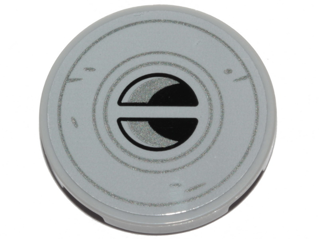Lego Tile, Round 3 x 3 with SW N-1 Starfighter Air Vents with Silver Circles Pattern (Sticker) - Set 75325 / Light Bluish Gray