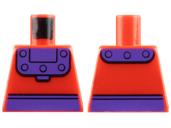 Lego Torso Super Hero Costume Dark Purple Belt and Collar with Rivets Pattern / Red