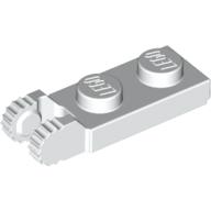Lego Hinge Plate 1 x 2 Locking with 2 Fingers On End, with Groove, 9 Teeth / White