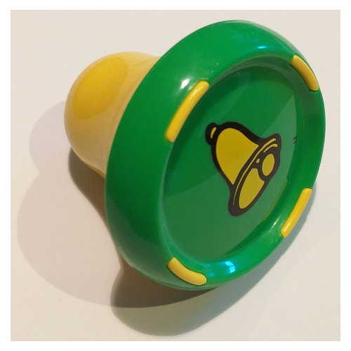 Lego Music Builder Sound Plug with Yellow Base and Yellow Bell Print / Bright Green