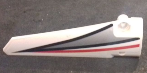Lego Technic, Panel Fairing # 6 Long Smooth, Side B with Black and Red Stripes and Silver Pattern (Sticker) - Set 42000