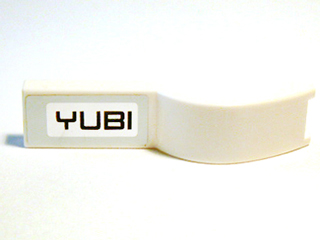 Lego Vehicle, Mudguard 1 x 4 1/2 with 'YUBI' Pattern Model Left Side (Sticker) - Set 8149 / White