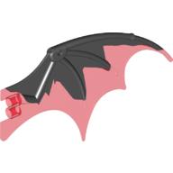 Lego Creature Body Part, Dragon Wing 19 x 11 with Marbled Trans-Red Pattern / Black
