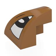 Lego Brick Curved Double 2 x 2 x 1 2/3 Corner with White Eye, Black Pupil, Left Print