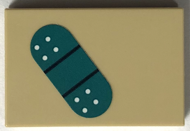 Lego Tile 2 x 3 with Dark Turquoise Bandage Pattern (Sticker) - Set 41744