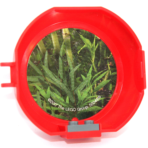 Lego Pod, Round, Half, Back with 1 x 2 Plate Dark Bluish Gray with Plants Sticker (Kai Ninjago)