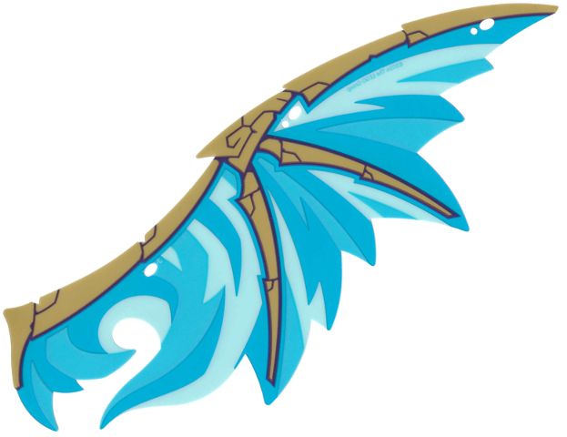 Lego Wing, Right, with Gold Bones, Dark Purple Outline, Light Aqua, Medium Azure and Dark Azure Membranes Print