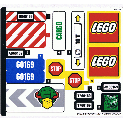 Lego Sticker Sheet for Set 60169-1 / [No Color/Any Color]