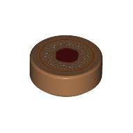 Lego Tile Round 1 x 1 with Circle and Dark Red Blob Print
