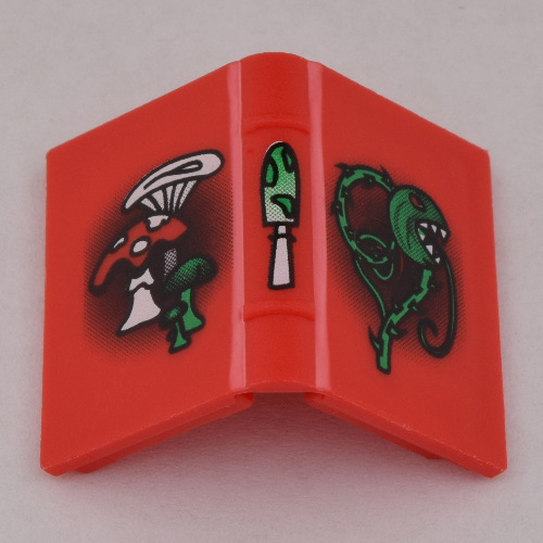 Lego Book 2 x 3 with Mushrooms and Vine Print / Red