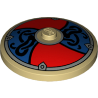 Lego Dish 4 x 4 Inverted [Radar] with Viking Red and Blue Shield Print / Tan