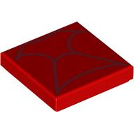 Lego Tile 2 x 2 with Dark Red Webs Print
