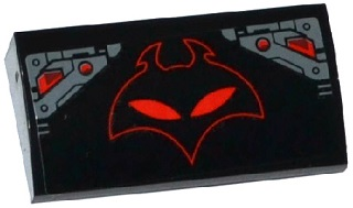 Lego Slope, Curved 2 x 4 x 2/3 with Bottom Tubes with Red Manta Head and Armor Plates Pattern (Sticker) - Set 76027