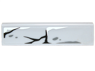 Lego Tile 1 x 4 with Bricks and Large Cracks Pattern (Sticker) - Set 9473 / Light Bluish Gray
