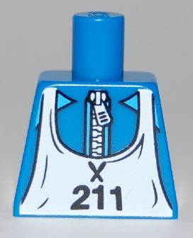 Lego Torso White Zipper and Ski Bib with '211' Pattern / Blue