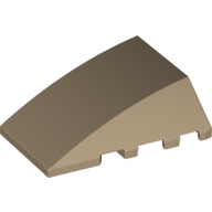 Lego Brick Wedged, Curved 4 x 4 No Top Studs / Dark Tan